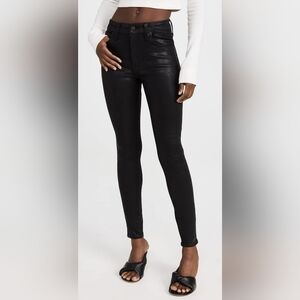 Good American Good Legs Skinny Jean Womens Size 2/26 Black Coated Waxy Finish